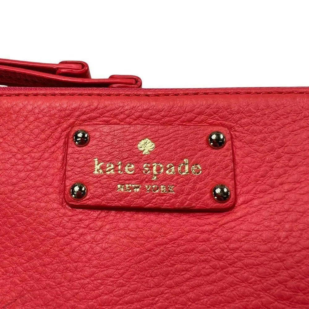 Kate Spade Wellesley Byrd Pebbled Leather Coral Pink Chain Strap Shoulder Bag